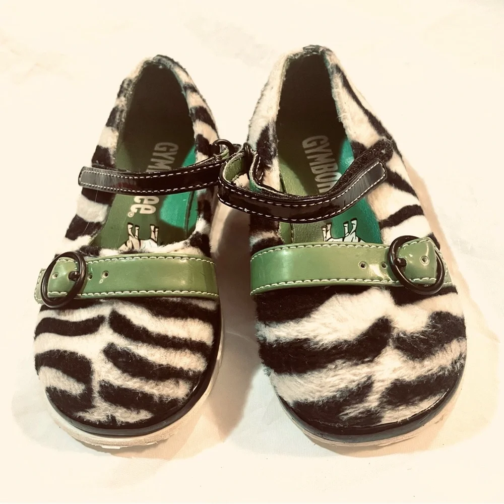 Vintage Gymboree Toddler Girl’s Shoes Size 4 Mod Zebra Furry Mary Jane